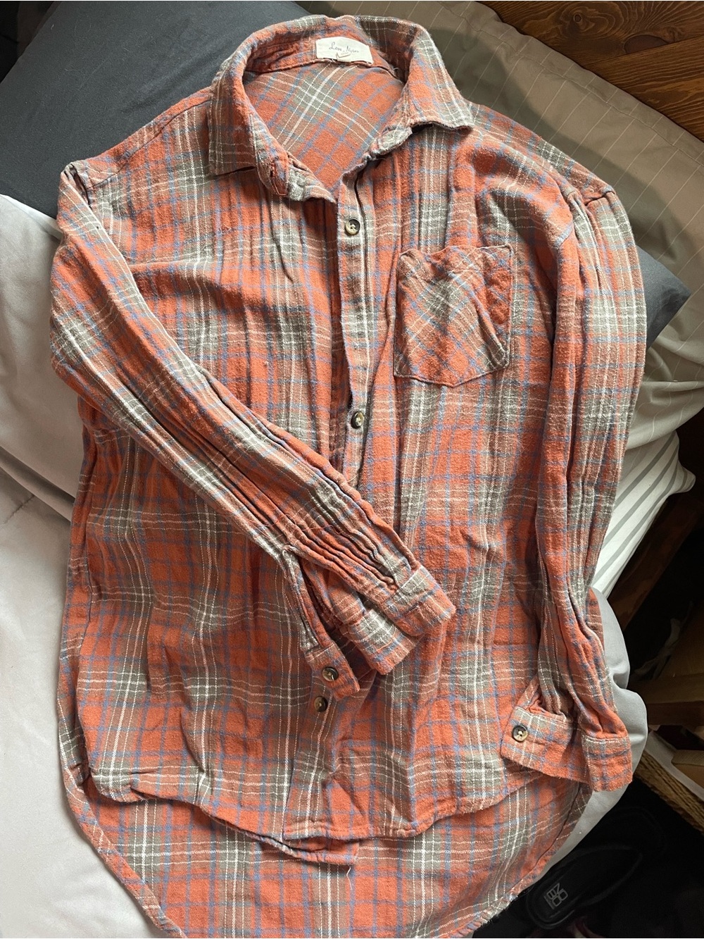 Love Notes Orange Plaid Button-Down Shirt